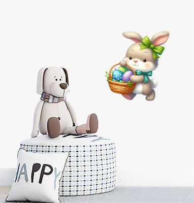 Wandbild Osterhase Kaninchen Ei Schlafzimmer bunte Vinyl-Aufkleber Abziehbilder a6958