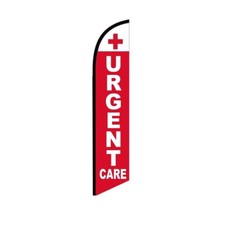 Urgent Care Red Swooper Flutter Feather Flag  3ft W x 11.5ft Tall