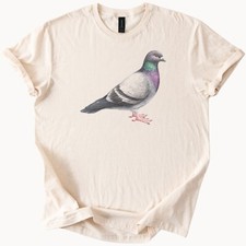 Camisa Gráfica Paloma Realista Arte Pájaro Camiseta Urbana Vida Silvestre Animal Amante Regalo