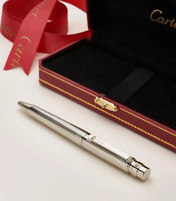 Cartier Santos Ballpoint Pen Silver Trim Luxury Writing Instrument