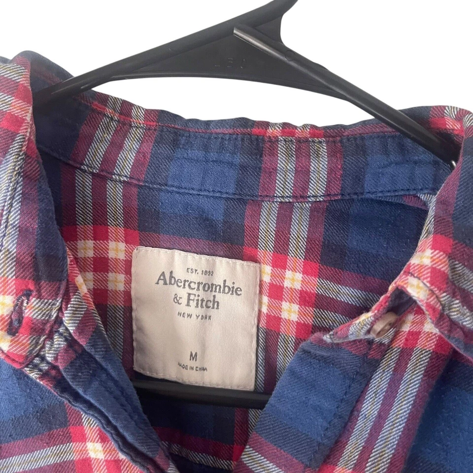Abercrombie Kids Girls Size Medium Peppy Y2k Blue Flannel Button Up Shirt - Изображение 4 из 4