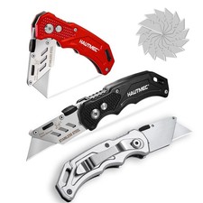 HAUTMEC 3-Pack Folding Utility Knife HT0429 with 15 Extra SK5 Blades