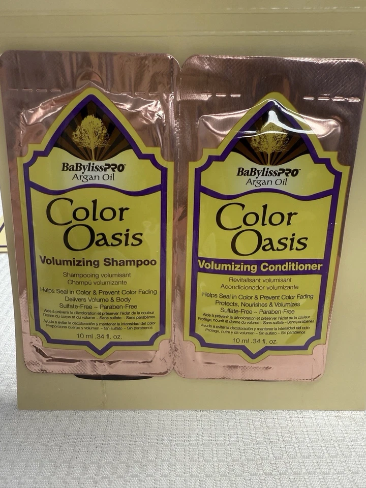 Lote 11 BaByliss Pro Color Oasis Champú Voluminizador Acondicionador Prueba Viaje 10 ml Foto 3 de 4