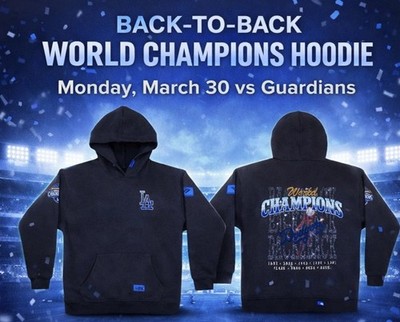 Dodgers Back to Back World Championship Hoodie SGA Dark Gray  Size XL  3/30/26