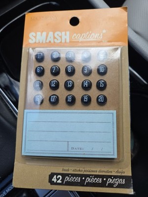 K&Company SMASH Captions Journaling Scrapbooking Brads/Notes-New. Code 30-614888