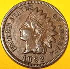 ■ 1892 INDIAN PENNY ONE CENT ☐ XF Full Liberty, Diamonds