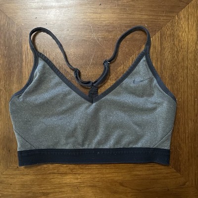 Nike Dri-Fit Sports Bra Gray Indy Style Athletic Gym Racerback Women s Medium