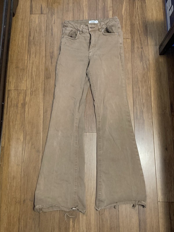 Beige Size Small Flare Leg Jeans High Waist Denim Pants Women's New with Tags