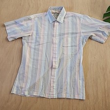 Vintage Pierre Cardin Men's Short Sleeve Button Down Shirt M Geometric Stripes