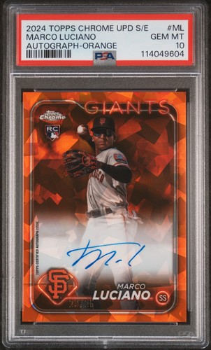2024 Topps Chrome Sapphire Update Auto Marco Luciano Orange /25 PSA 10