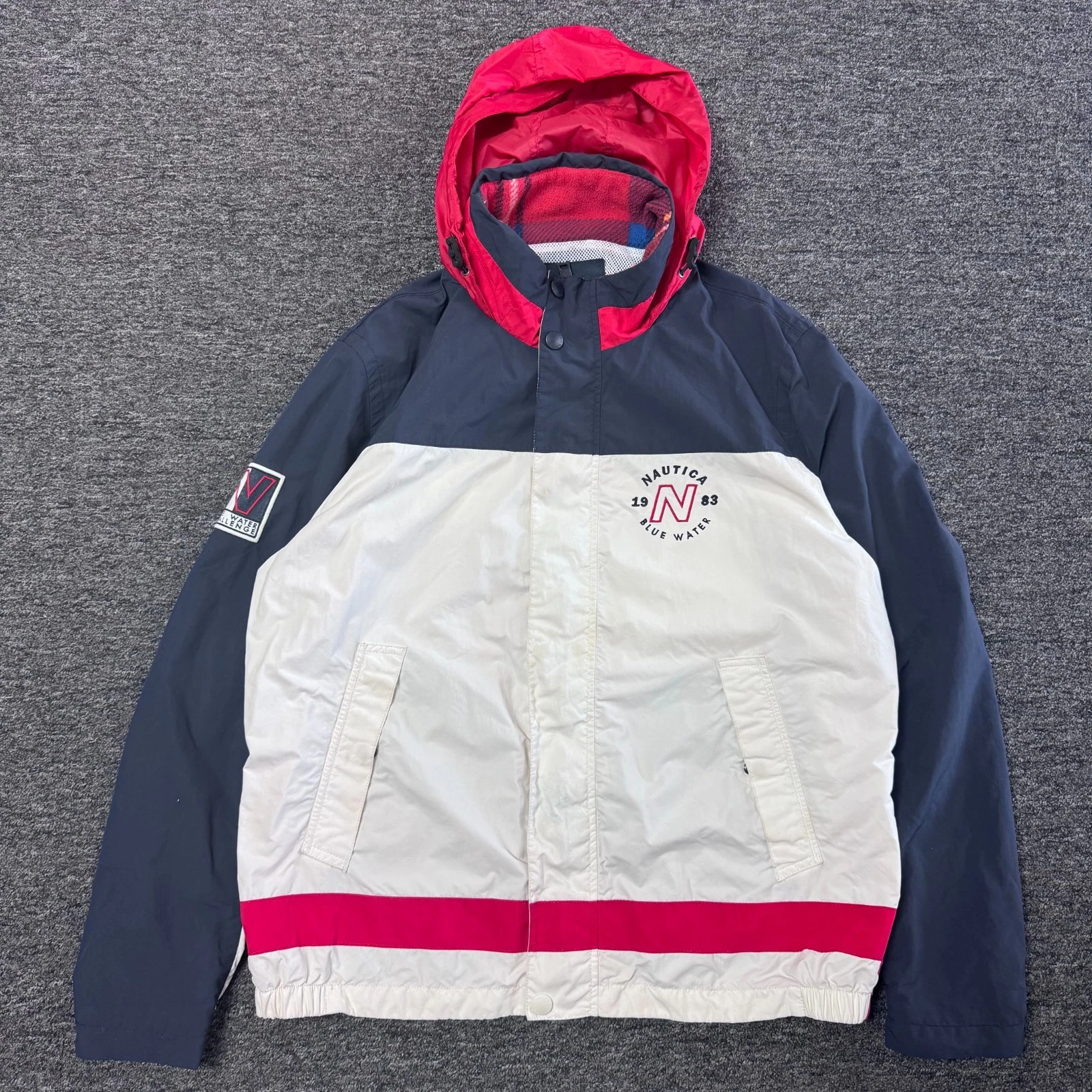 Nautica Sailing Windbreaker Sail Coat Jacket Mens - Size L Colorblock