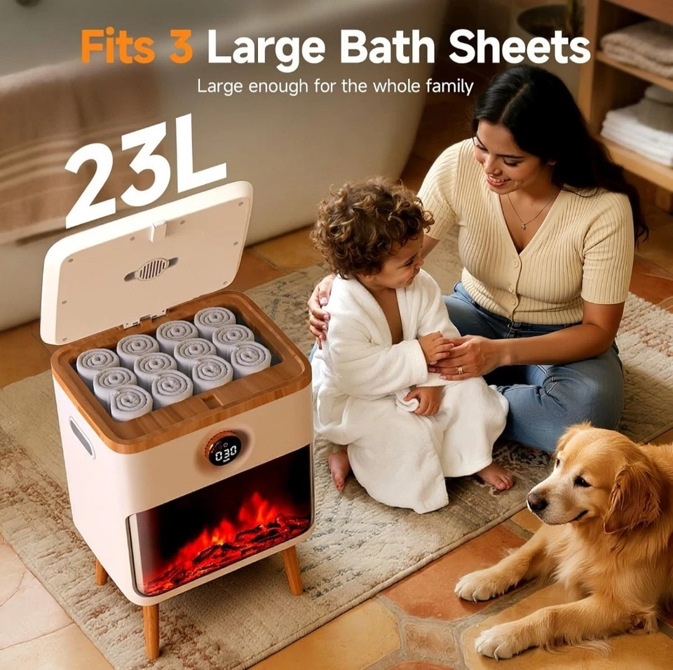 Towel Warmer, 23L Large Luxury Towel Warmers for Bathroom with 3D Flame Screen - Image 3 of 4