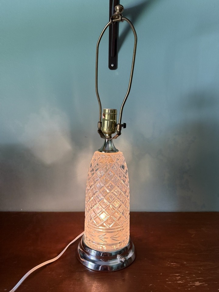 A genuine vintage Leviton lead-crystal pineapple cut lamp with a built-in night light — the kind of piece that stops guests mid-sentence.