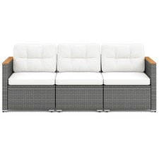 L-Shaped Outdoor Sofa Set with Reversible Cushions and Plastic Legs White