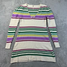 Free People Sweater Dress Women's Extra Small Multi Striped Ribbed Cotton Blend