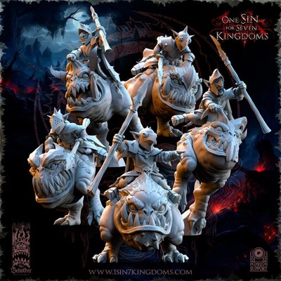 5x Black Horde Goblin Kavehorror Reiter Lanze Beholder für AOS Sigmar Squig