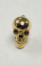 Antique 14K Solid Gold Skull Fraternal  Α Σ Pendant / Charm 2.6g – Ruby Eyes