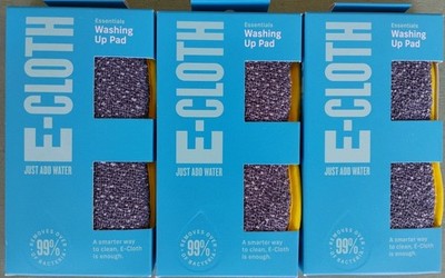 E-Cloth Washing Up Pad 3-Pack Kitchen Sponge Scour Scrubber Microfiber