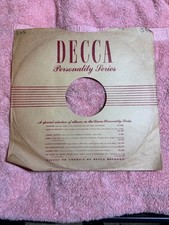 S132 - DECCA Record Sleeve Only 78 Rpm 12 Inch USA 1936 RED LINES AS IS 