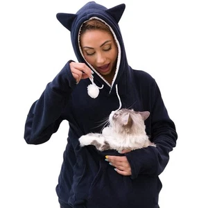 KangaKitty Pouch Hoodie with Ears | Wearable Cat & Small Dog Carrier | Women'... - Picture 1 of 9