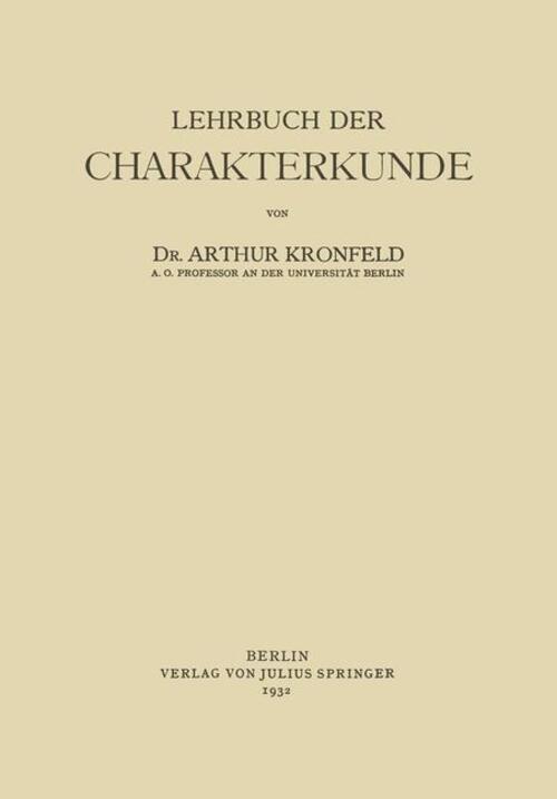 Thumbnail - Lehrbuch Der Charakterkunde Arthur Kronfeld Taschenbuch Paperback Viii