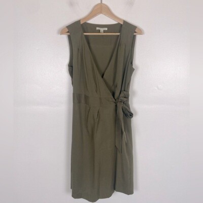 Banana Republic Wrap Midi Dress Size Green Career Sleeveless