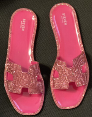STEVEN by Steve Madden Andrian Pink Women's Size 7 Pink Crystal Slide Sandal New