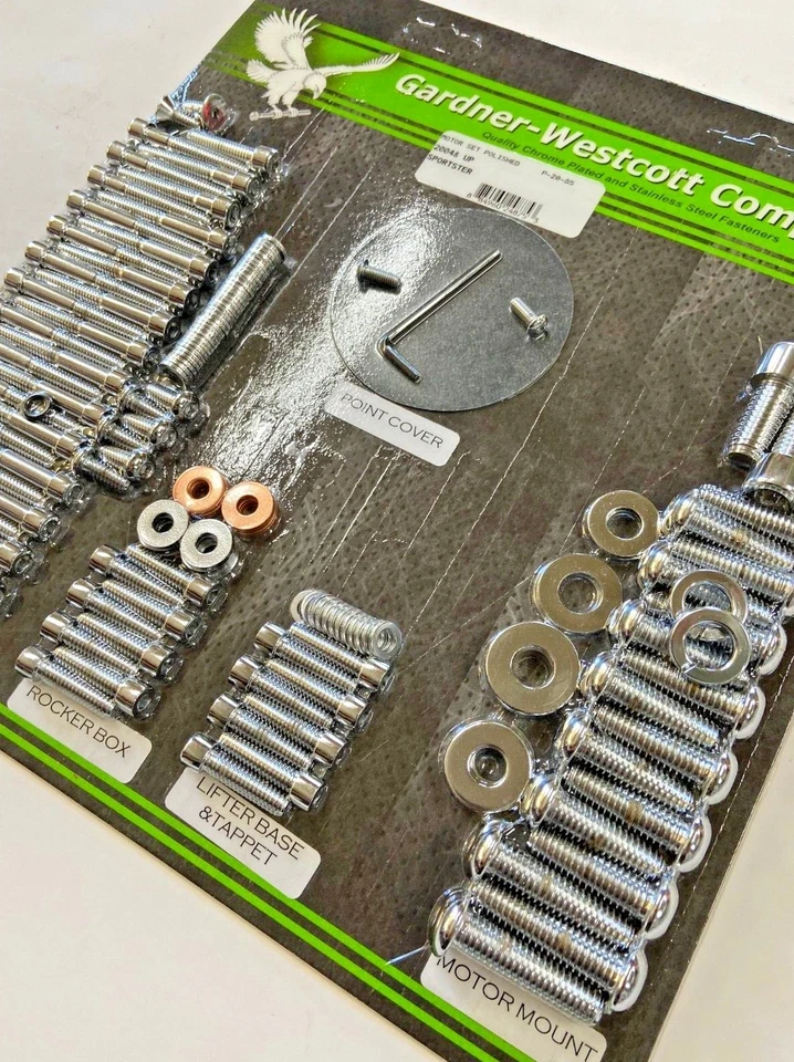 Kit de pernos primarios de motor de repuesto Harley XL Sportster 04-L cabeza lisa cromada Foto 2 de 2