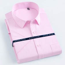 New Men's Dress Shirts Short Sleeves Formal Business Slim Fit Casual Shirts Tops