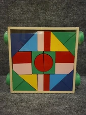 Learn & Play Wooden Building Blocks Colorful 24 Count/ Pull Toy on Wheels