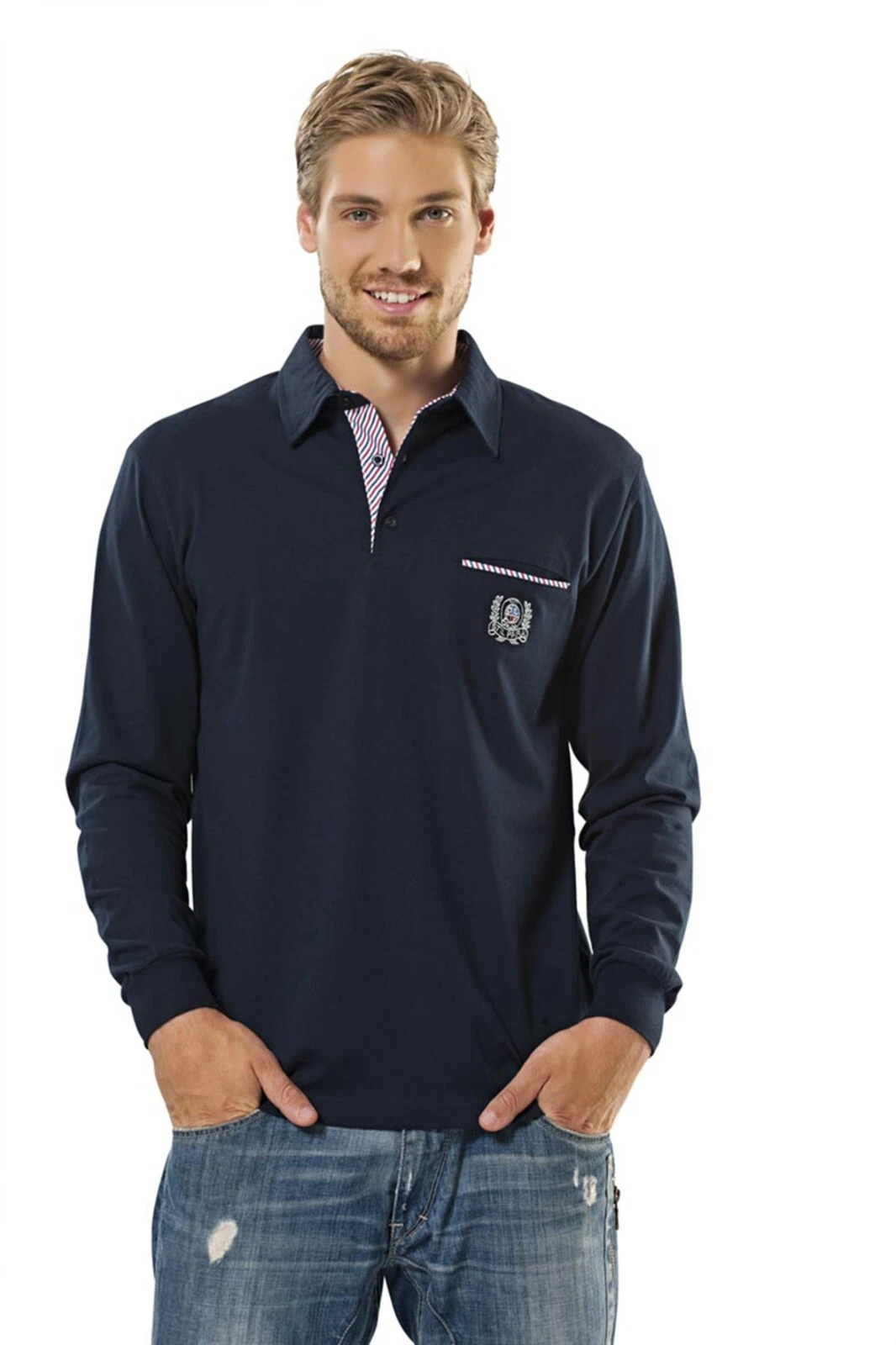 Men's Polo Shirt Long Sleeve Polo Shirt, Cotton