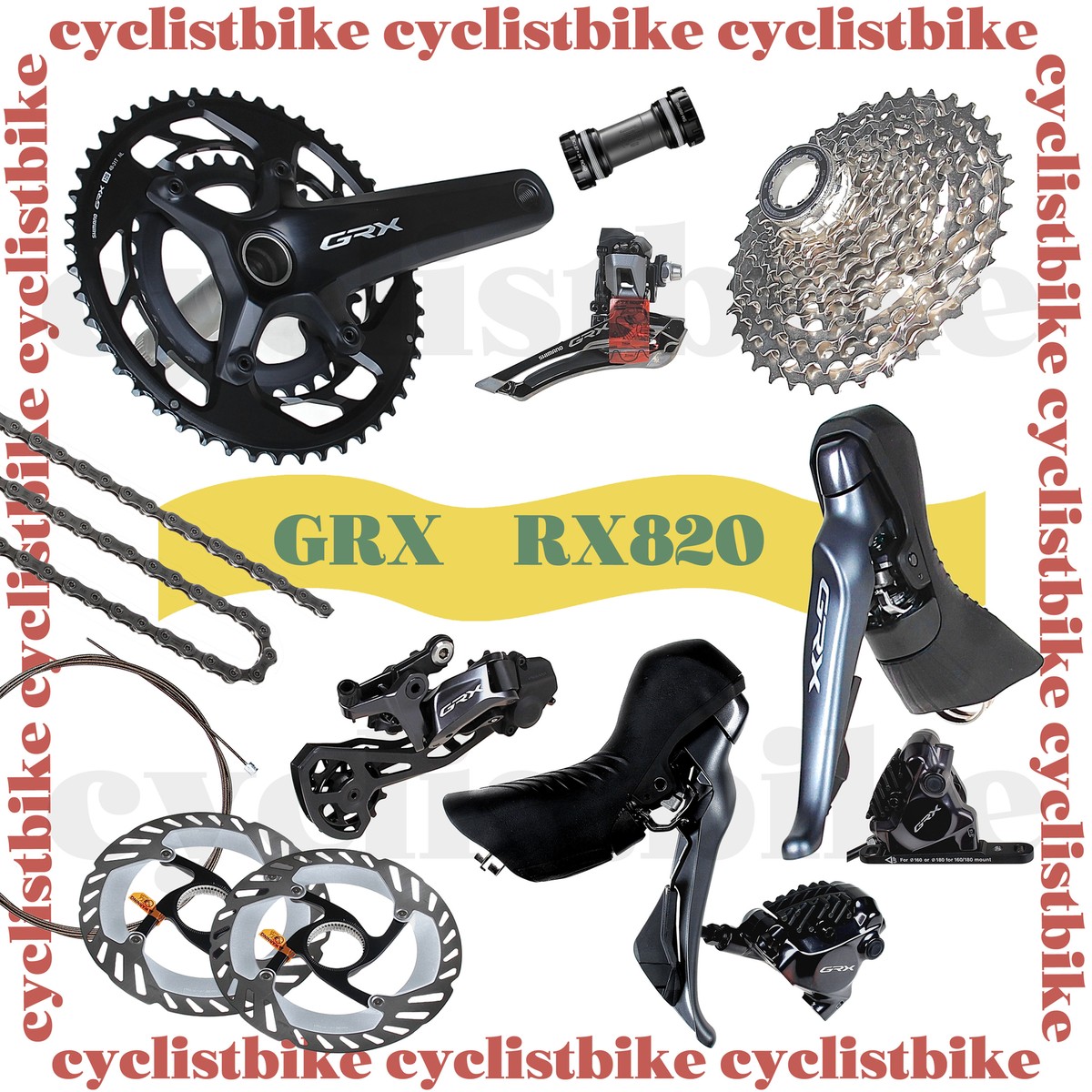 Shimano GRX グループセット NEW SHIMANO GRX FC-RX820/ST-RX820 12 speed Mechanical Groupset