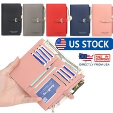 RFID Blocking Women's Small Leather Wallet Credit Card Holder Mini Bifold Purse
