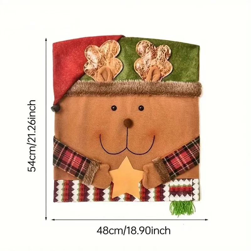 Fundas para respaldos de sillas de Navidad muñeco de nieve reno fundas para sillas de Navidad decoración de Navidad Foto 3 de 4