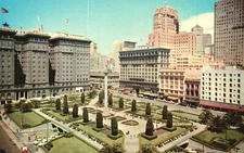 Vintage Postcard Union Square Downtown Oasis San Francisco California  CA