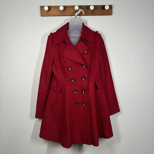 Via Spiga Red 60% Wool Double Button Up Coat Size 12