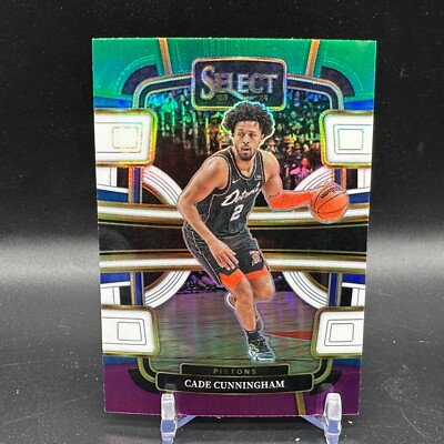 Cade Cunningham White Purple Green Prizm 2023-24 Panini Select NBA Pistons #26