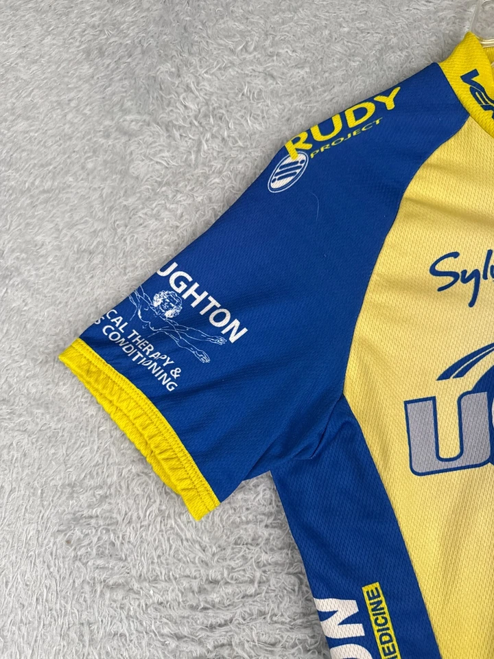 Jersey de ciclismo Verge adulto médio azul amarelo 1/2 bolsos com zíper poliéster - Imagem 3 de 4