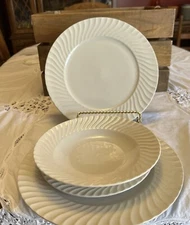 Philippe Richard WAVERLY 2 Dinner Plates 1 Salad Plate 1 Cereal Soup Bowl White