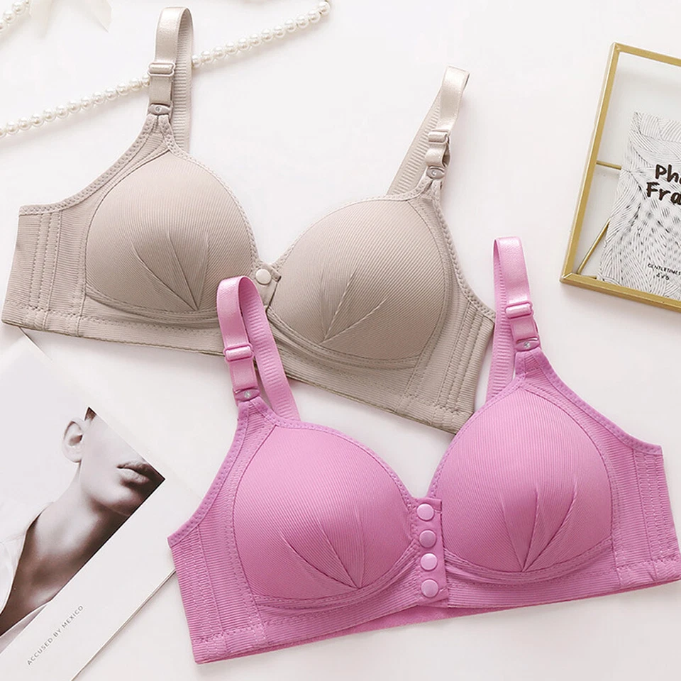 Women Front Open Nursing Bra No Steel Ring Adjustable Thin Cup Comfort Push Up ~ - Image 3 of 4