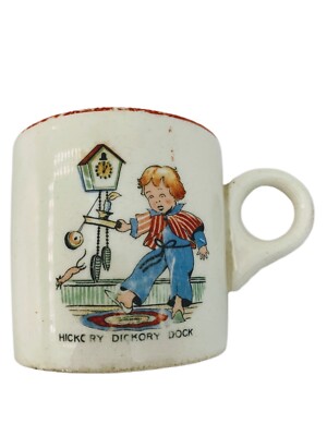 Vintage Ceramic Children's Cup Hickory Dickory Dock The Mouse Ran Up The Clock