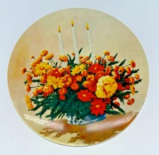 Vintage Christmas/Holiday Tins Atlantic Can Co. 8” Round Flowers Candles