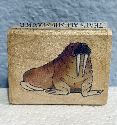Walrus Wood Mounted Rubber Stamp 2.25 x 1.75'' NEW