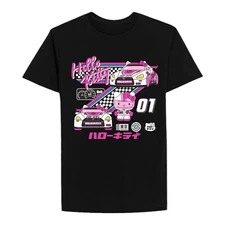 Sanrio Adult Unisex L Hello Kitty Tokyo Speed Racer Black Pink T-Shirt NWOT