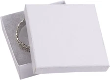 Jewelry Boxes Lot of 50 White Matte Finish Cotton Filled Gift 3 ½ X 3 ½ x 1