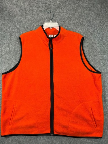 Just My Size Fleece Vest Top Womens 28 Orange Black Trim Pockets Zip Jacket - Picture 1 of 10