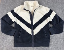 Faherty Women’s Fleece Full Zip Jacket Large Blue Lightweight Hike Walk Casual