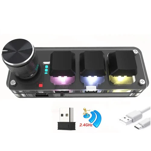 RGB Wireless Mechanical Keyboard with 3 Programmable Keys, 1 Knob, 2.4G and Bluetooth Connectivity