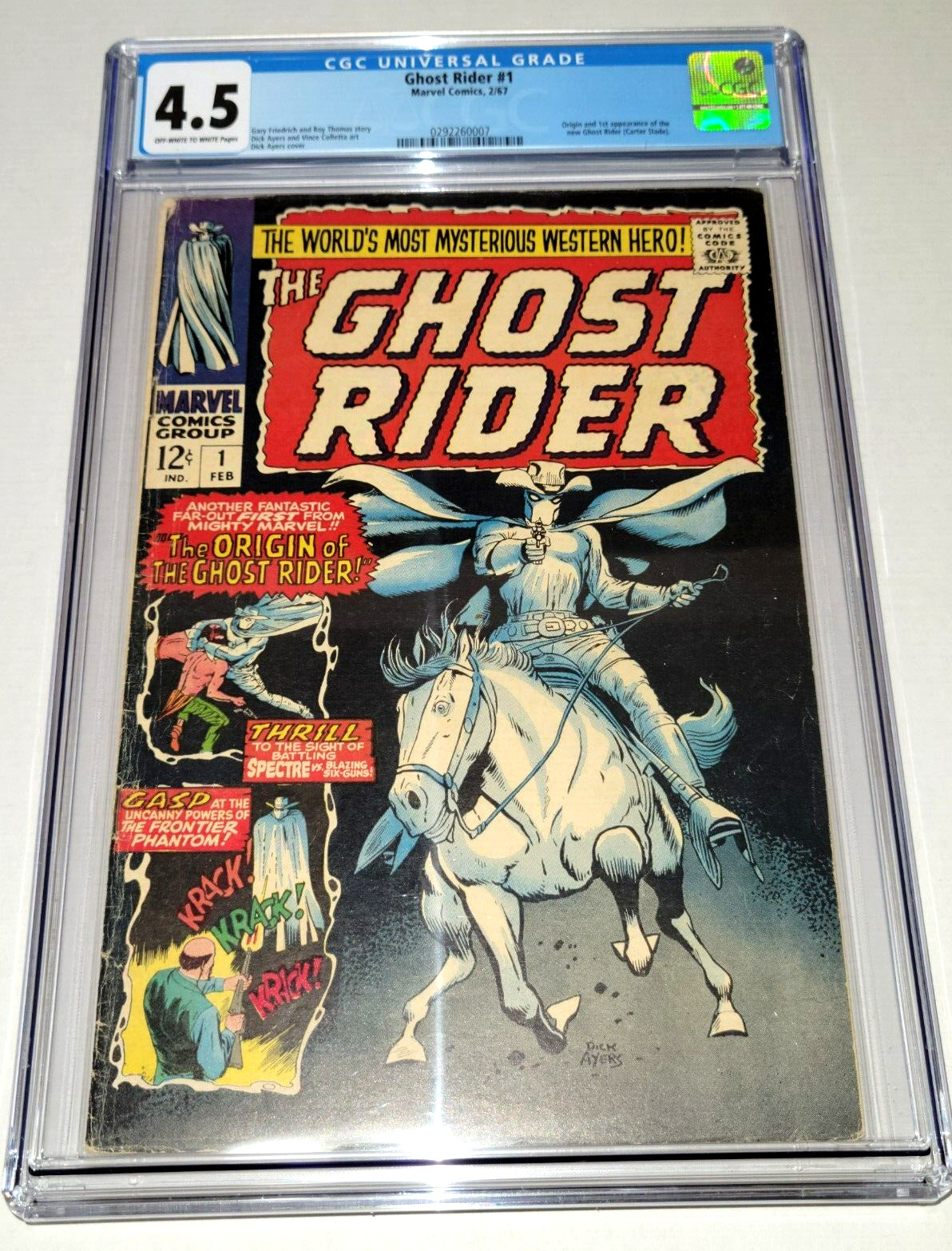 Ghost Rider #1 CGC 4.5 VG+ Marvel 1967 1st Carter Slade Ghost Rider