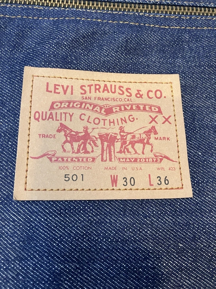 Vintage 90s Levi 501 denim jean zippered pouch clutch bag laptop sleeve - Image 3 of 4